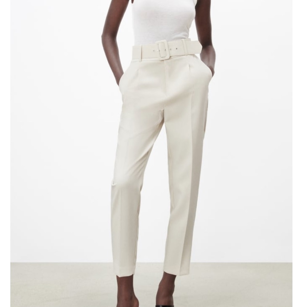 BRAND NEW - ZARA PANTS WITH FABRIC COVERED BELT